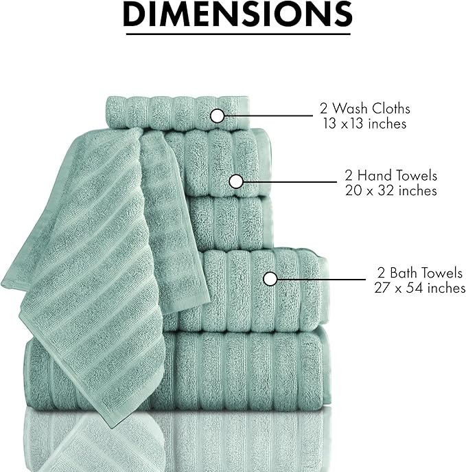 Classic Turkish Towels CTT Luxury 6 Piece Towel Set, 100% Turkish Cotton