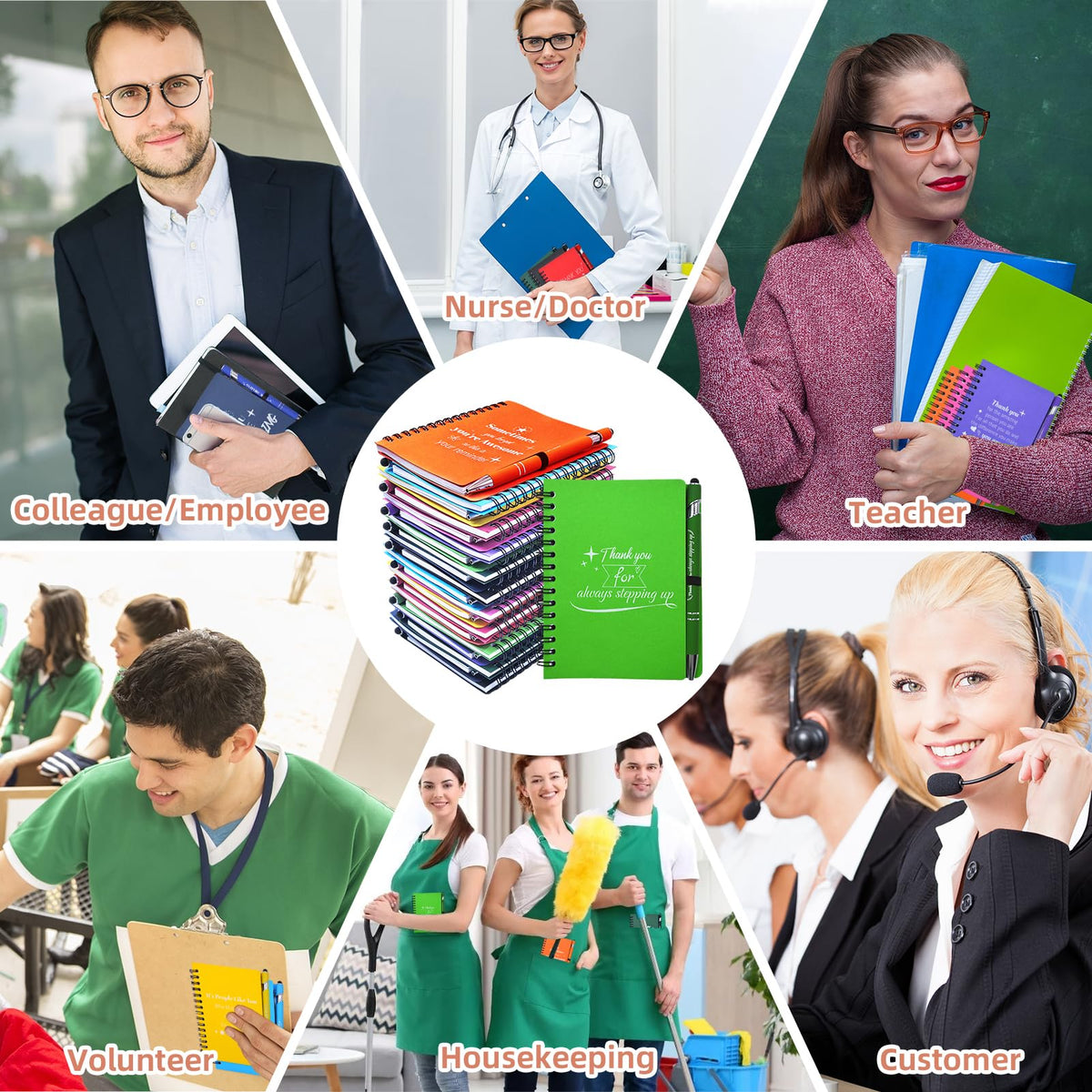 Bermoge 40 Pcs/20 Sets Employee Appreciation Gifts Bulk, Inspirational Notebooks with Motivational Pens for Staff, Thank You Gifts for Coworkers, Teachers,Team, Nurse, DSP, Office, School, Christmas