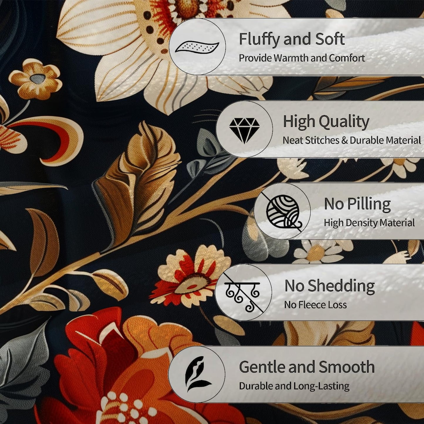 Ti Caldi Luxurious Floral Blanket Flannel with Rich Floral Design - Soft, Cozy, and Lightweight Throw Blanket, Perfect for Couch, Bed, Travel, and Outdoor Use - Fluffy, Fuzzy Home Decor 80"x60"
