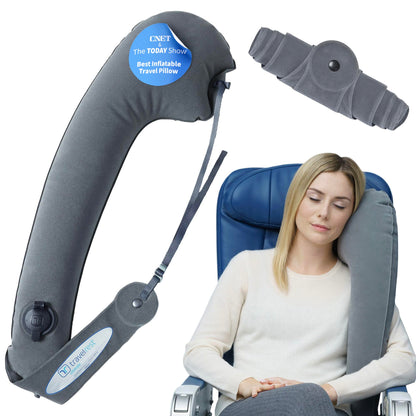 TRAVELREST Ultimate Travel Neck and Body Pillow - Unparalled Support Design, Essentail for Bus, Train, Airplane, Office, Wheelchairs, Comfort and Support, Rolls Up, Straps to Airplane Seat & Car- Grey