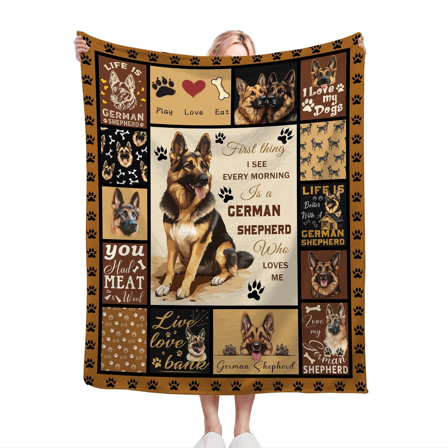 German Shepherd Blanket Soft Fuzzy Fleece Dog Blanket Decor Cozy Warm Plush Flannel Blanket Gifts for Boys Girls Men Women Home Chair Sofa Couch Bed 50"X40"