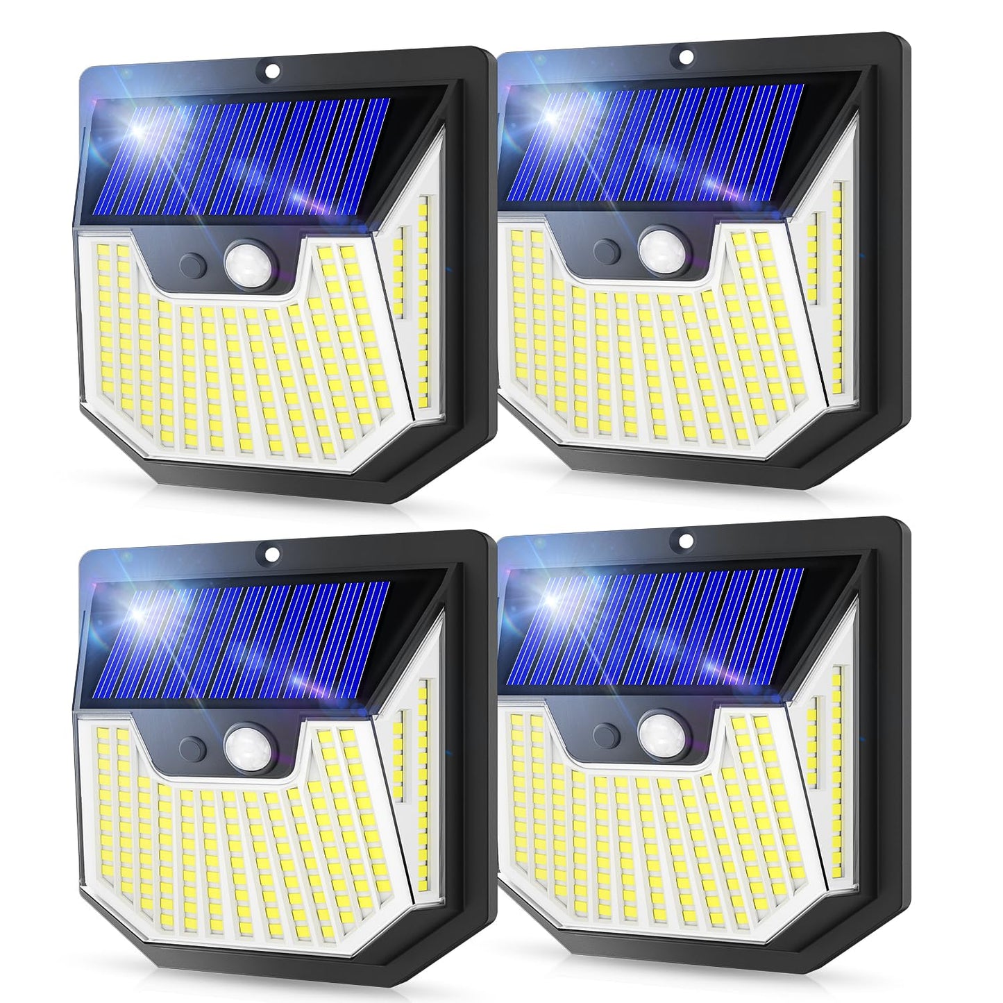 Solar Security Lights Outdoor Graden - 4PACK Solar Wall Lights 270° Wide Angle Motion Sensor Lights IP65 Waterproof Outside Powered Flood Lighting for Fence Garden
