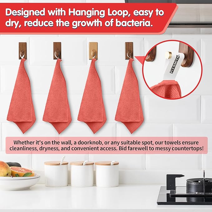 FIXSMITH Red Microfiber Cleaning Cloth -Pack of 8, Highly Absorbent Cleaning