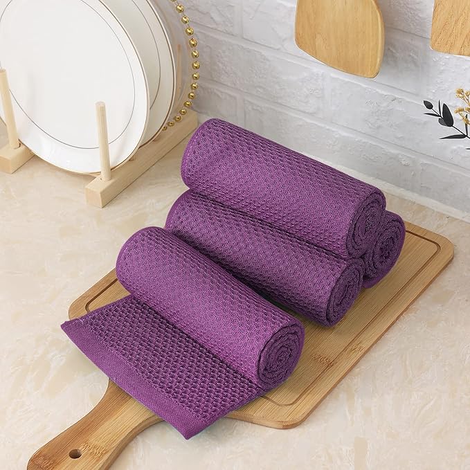 Homaxy 100% Cotton Waffle Weave Kitchen Towels, 13 x 28 Inches Super Absorbent