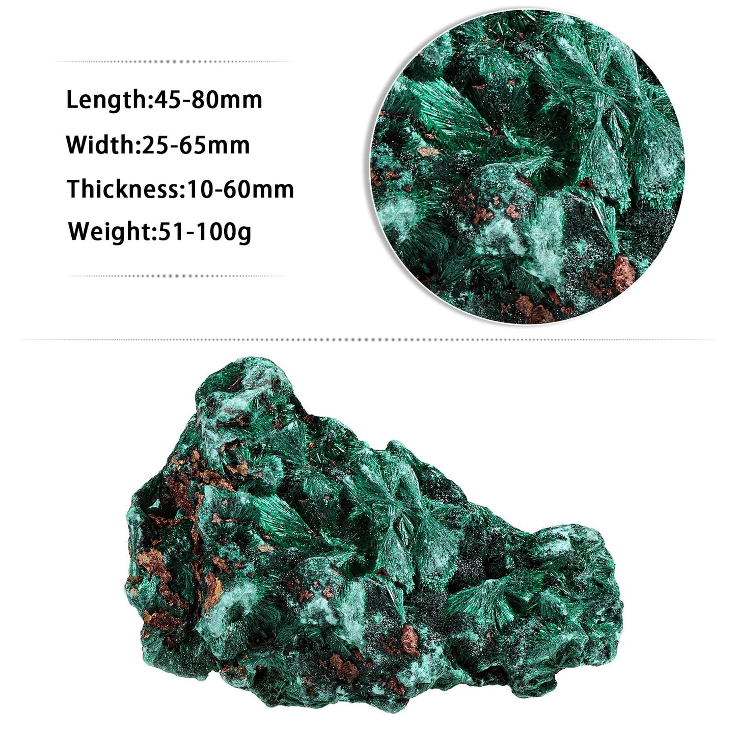 Sportmusies Natural Malachite Rough Mineral Stone Specimen Collection, Reiki Healing Crystal Cluster Decoration Home Office Meditation, 0.11-0.22 lb