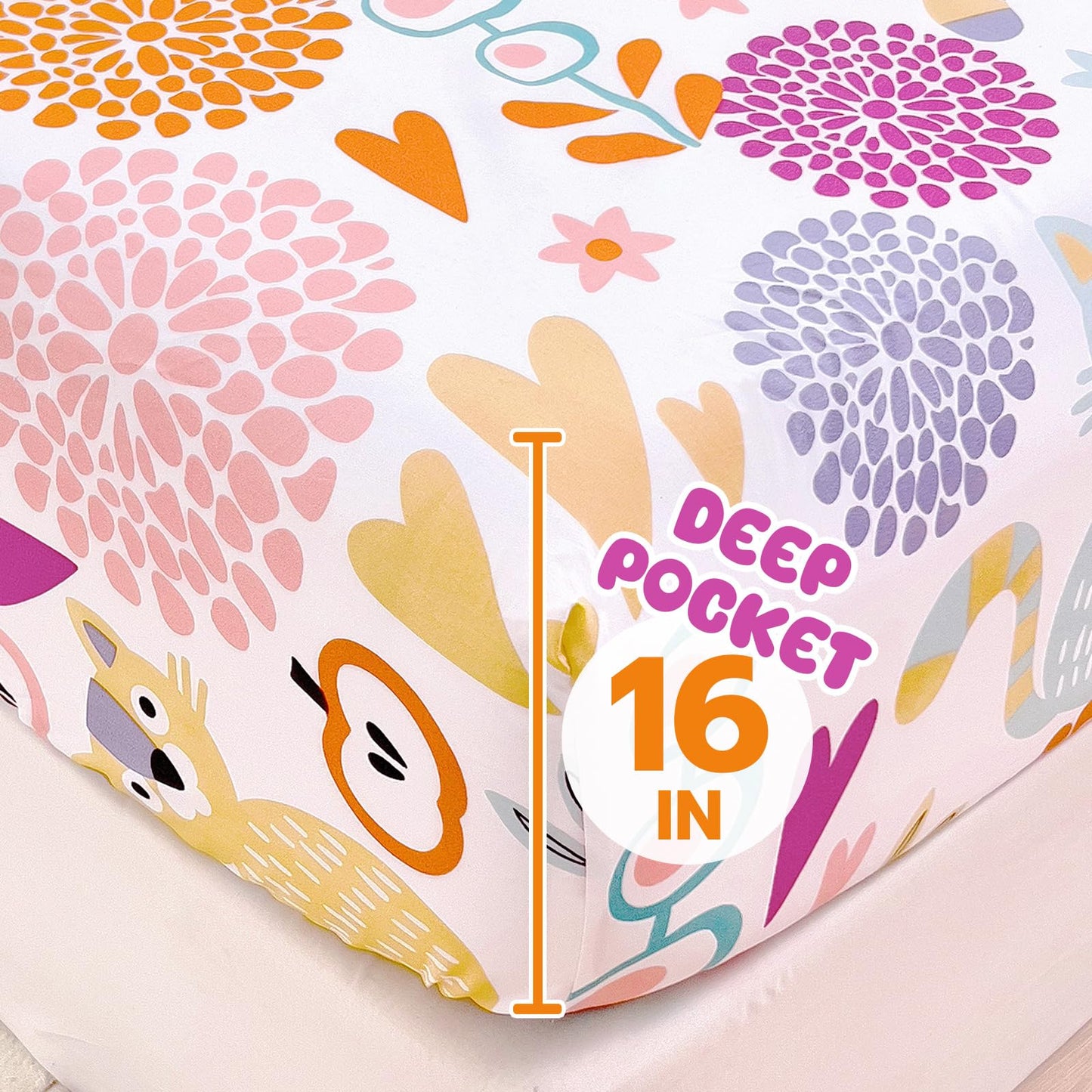 Homilay Full Sheet Set Kids - Kitty 4 Pieces Soft Microfiber Cartoon Style Bedsheets for Boys Girls Teens, Oeko TEX Breathable 15 Inch Deep Pocket Sheets(2D World Cat)