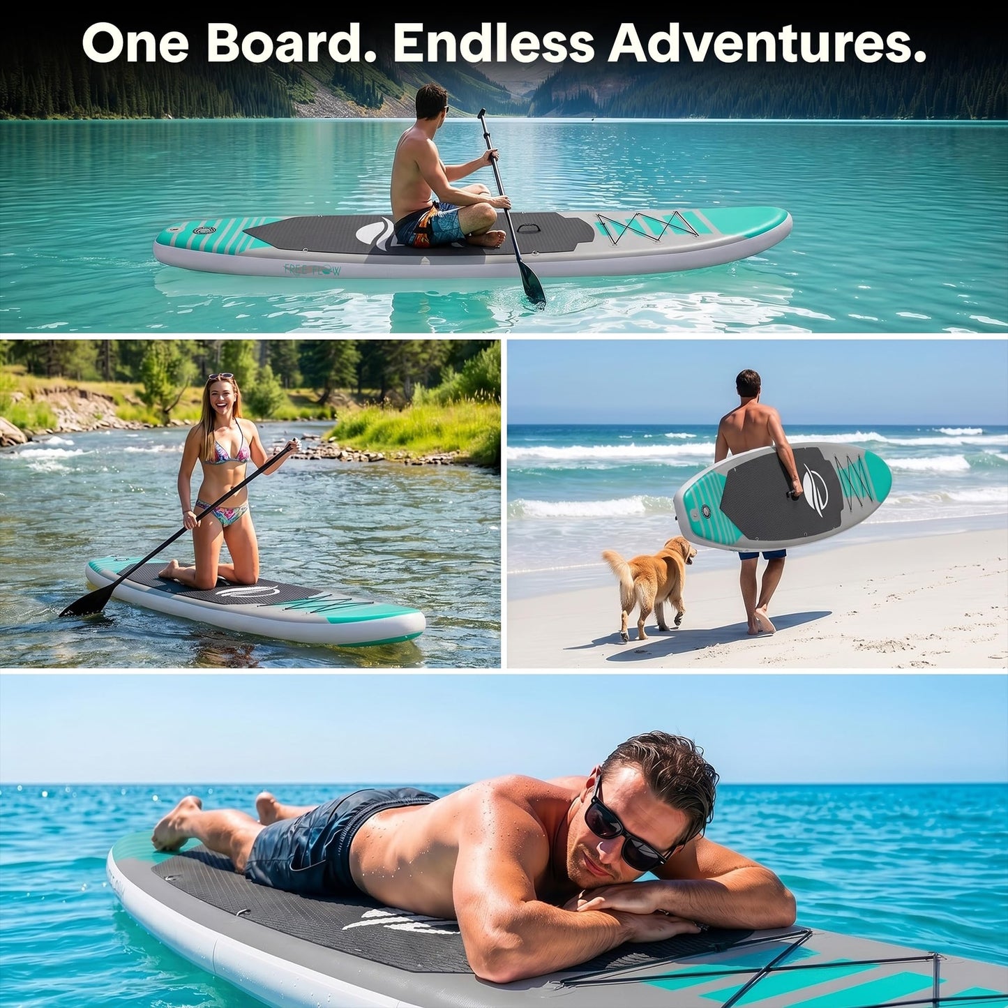 SereneLife 10’ Inflatable Stand Up Paddle Board with Premium SUP Accessories - 32” Wide Stable Design with Non-Slip EVA Deck Pad, for Youth and Adults, 275 lbs. Capacity