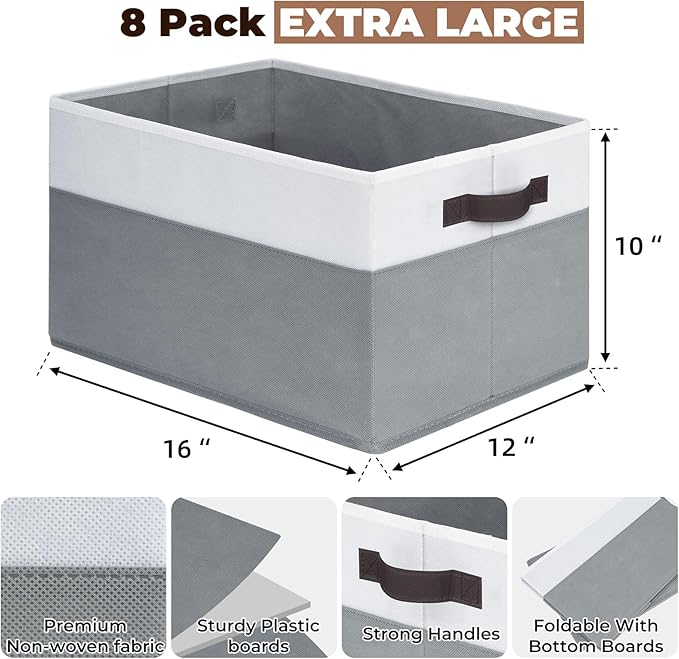 Criusia 8 Pack Closet Organizers and Storage Bins