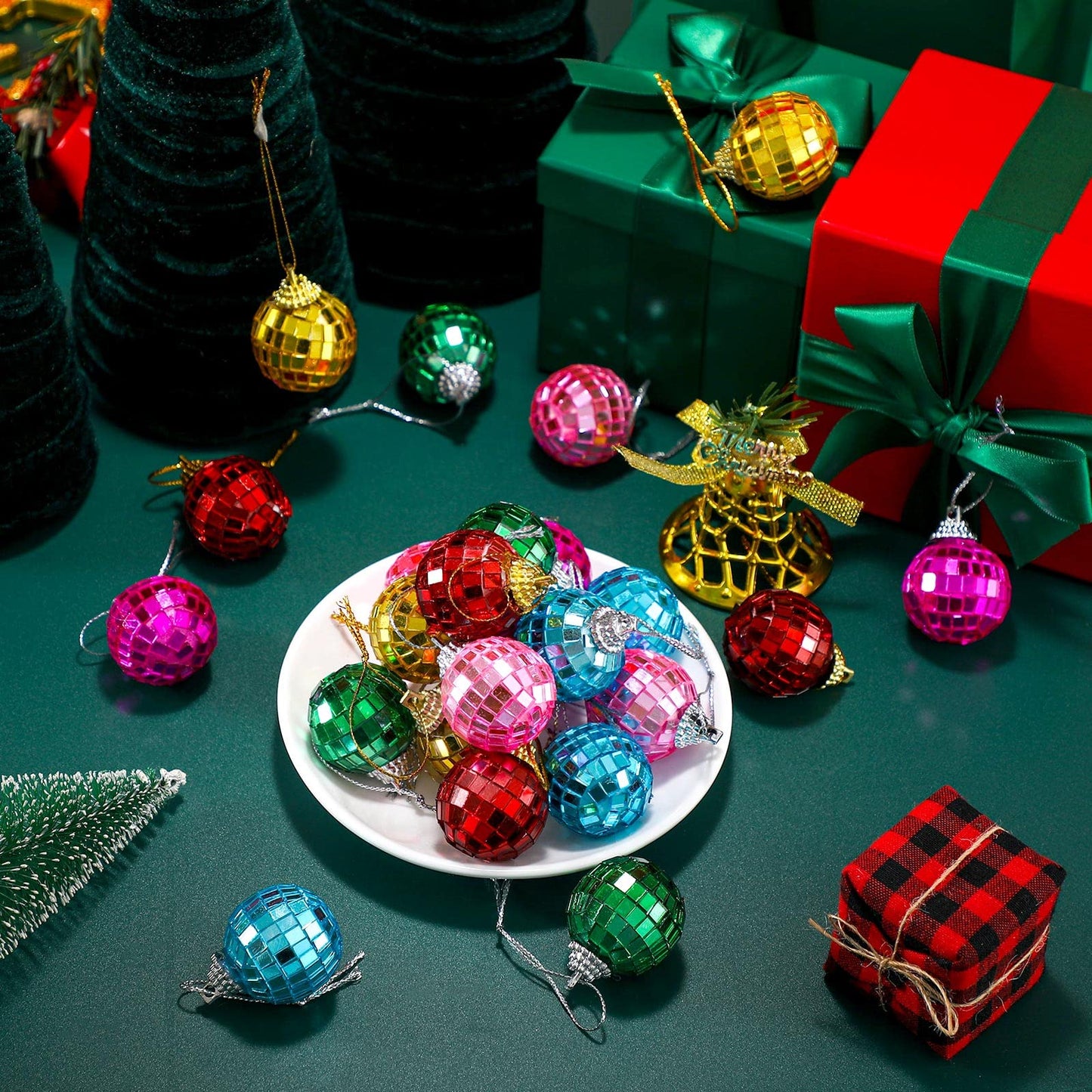 BBTO 36 Pcs Mini Disco Ball Ornaments New Year Ornaments 70s Party Decor Xmas Tree Hanging Reflective Decorations for Party Wedding Holiday Decor(1.18 Inch)