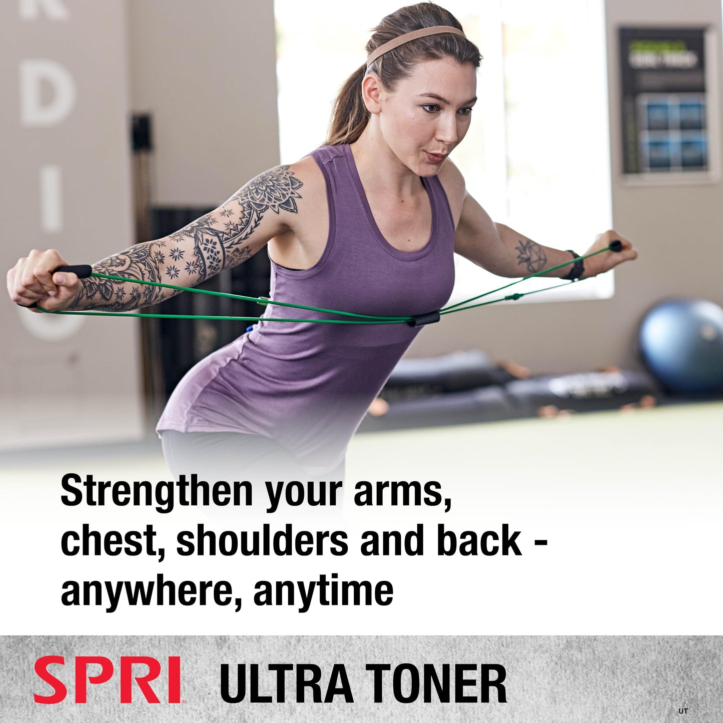 SPRI Ultra Toner Resistance Band Figure 8 Exercise Cord, Green, Light