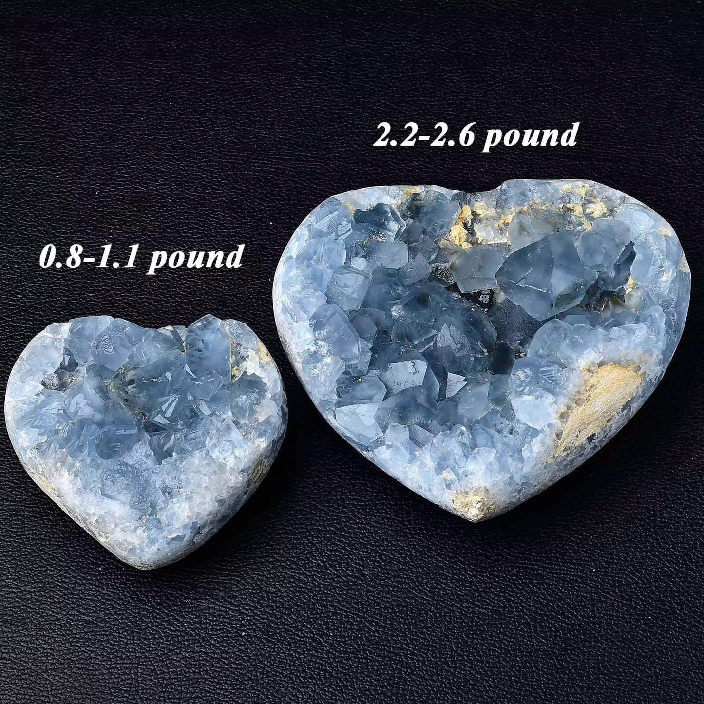 FZBHRO Extra Large Blue Celestite Geode Heart Healing Crystal Stone Collection Mineral Specimen with Stand Home Office Decor 1.7-2.2 Pound