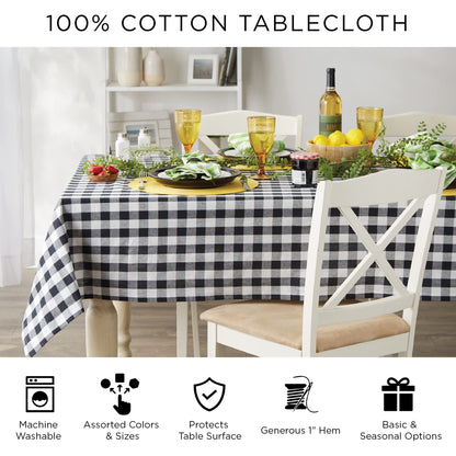 DII Buffalo Check Collection, Classic Farmhouse Tablecloth, Tablecloth, 60x84, Pink & White