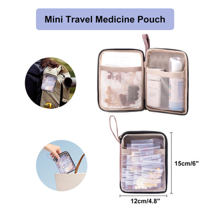 Lexeeco Medicine Storage Bag Pill Bottle Organizer with Portable Small Pouch Travel Medication Bottle Organizer for Emergency Home First Aid Box Kit (Pink)
