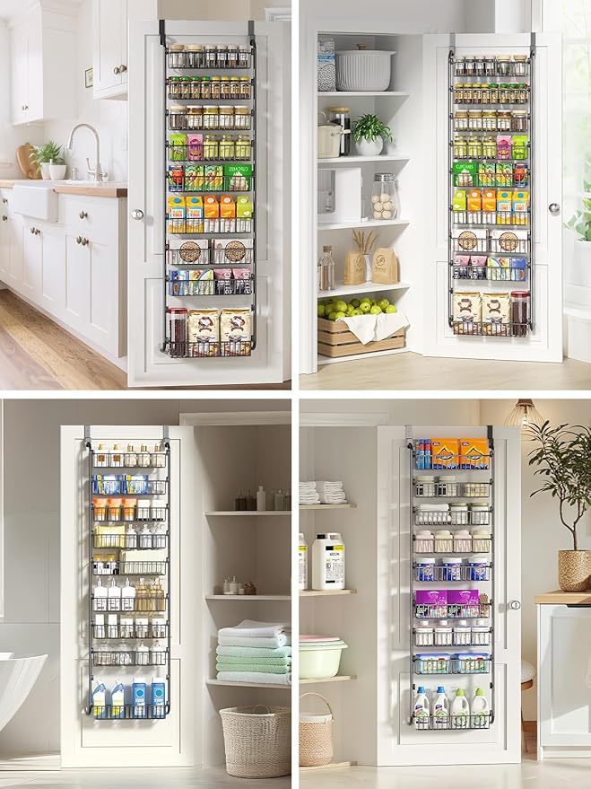Delamu Over The Door Pantry Organizer, 9-Tier Pantry Door Organizers and Storage