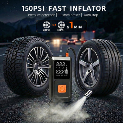 GOLDFOREST 4000A Jump Starter with Air Compressor, Portable Car Battery Jumper Starter (10L Gas/8L Diesel), 150PSI Jump Box with Auto-Shutoff Tire Inflator, LED Light, Power Bank - Car Emergency Kit