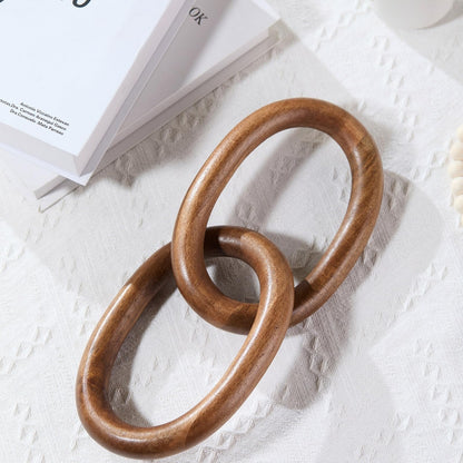 THORNIA Acacia Wood Chain Link Decor, Natural Wooden Knot Shelf Decors for Coffee Table, Bookshelf, Console Table Decorations, Decorative Handcrafted Modern Home Accent, 13x6 Inch