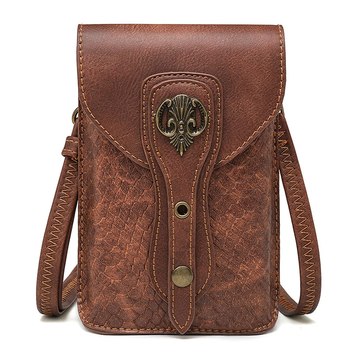 Small Crossbody Bag Shoulder Purse Leather Belt Pouch Waist Bag Fanny Pack Phone Holder Medieval Vintage Festival Renaissance Punk Costume Travel Wallet (Brown 089)
