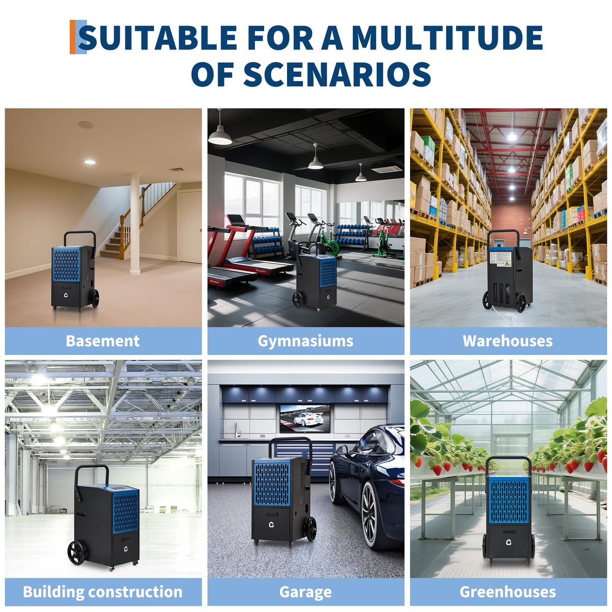 Garvee 105 pt Commercial Dehumidifier with Pump and Drain Hose Portable Industrial Heavy Duty Removal Dehumidifiers for Basements with Auto Drain,Powerful Humidity Control for Large Spaces