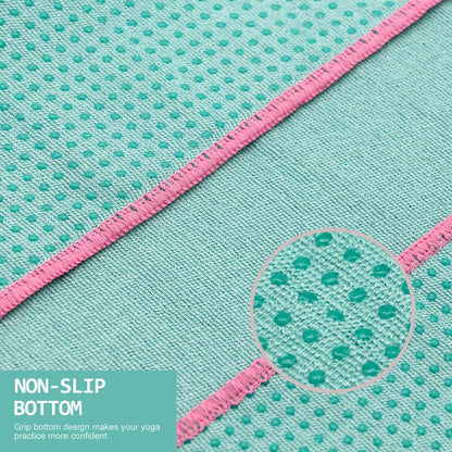 Eunzel Hot Yoga Towel - Microfiber Non Slip Yoga Mat Towel with Grip Dot Sweat Absorbent Towel for Hot Yoga, Pilates and Fitness 72" x 24", Dark Cyan/Orange