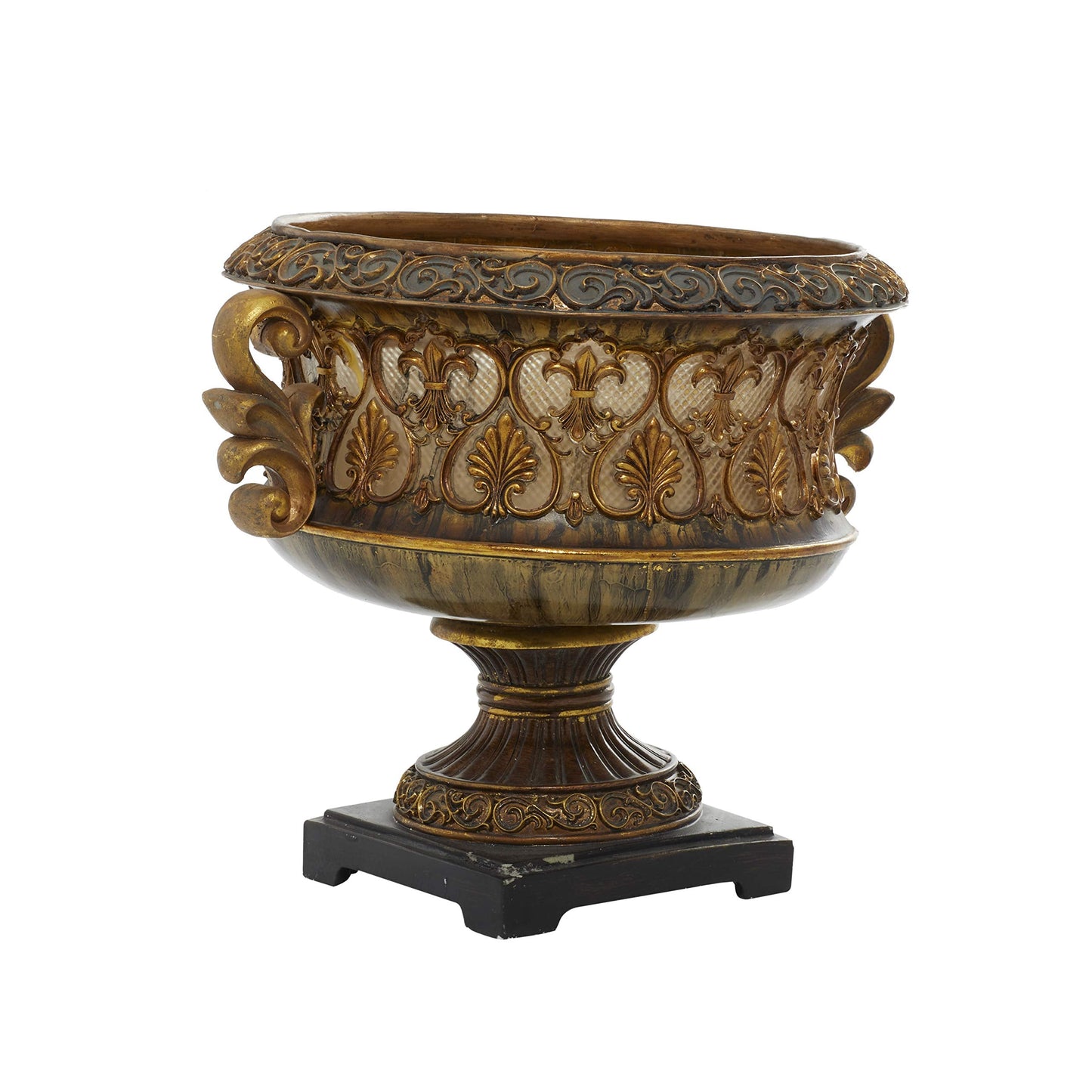 Deco 79 Polystone Decorative Decorative Bowl Ornate Decorative Container, Decorative Keepsake Box 15" x 10" x 13", Gold