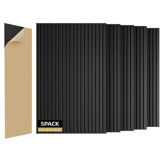 ZHOJEREL 5 Pack Sound Proof Foam Panels for Walls 47.2"x23.6" Large Acoustic Panels Sound Absorbing, Self-Adhesive Soundproof Wall Panels for Home Studio, Office, Recording, Black Black