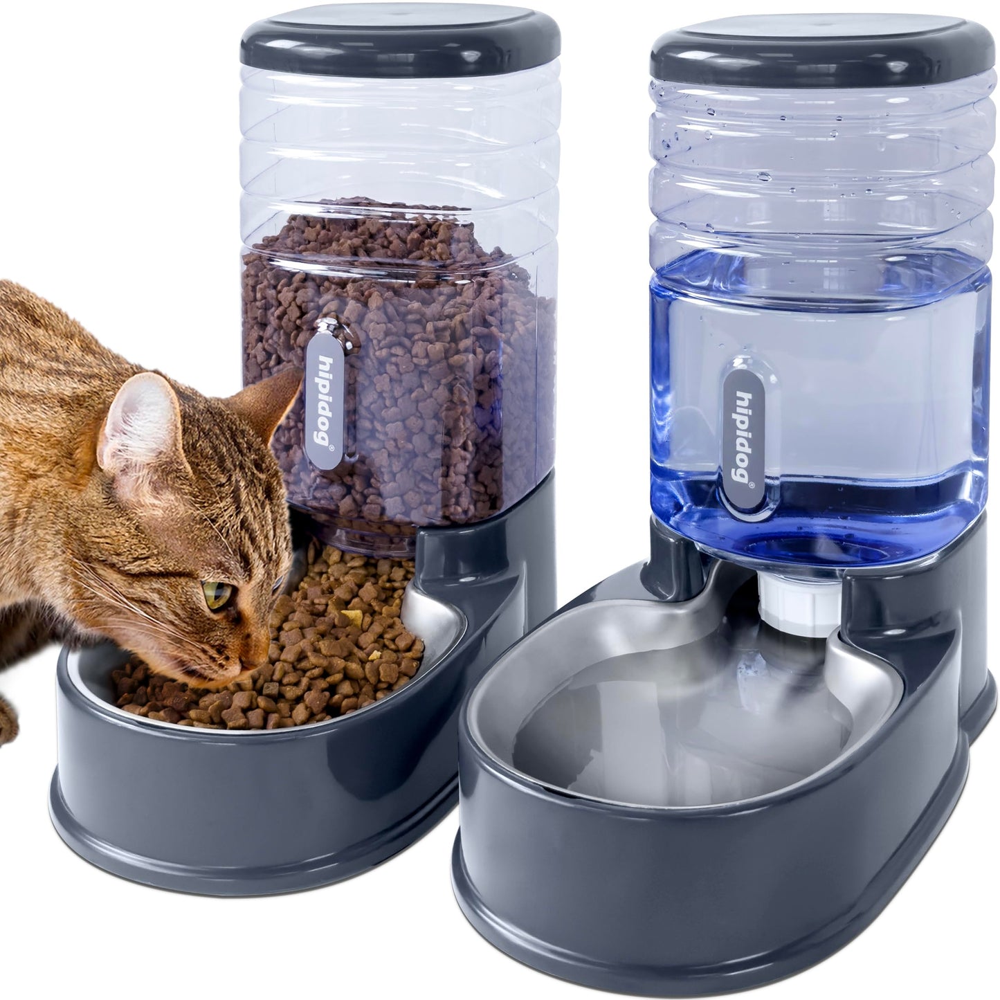 Automatic Pet Feeder Small&Medium Pets Automatic Food Feeder and Waterer Stainless Steel Bowls Set 3.8 L, Travel Supply Feeder and Water Dispenser for Dogs Cats Pets Animals