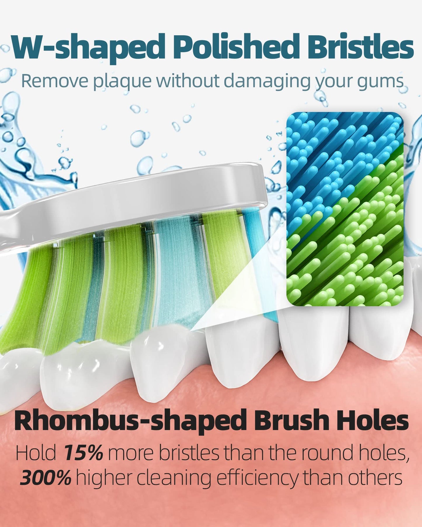 7AM2M Sonic Electric Toothbrush with 6 Brush Heads for Adults and Kids, One Charge for 90 Days, Wireless Fast Charge, 5 Modes with 2 Minutes Build in Smart Timer, Electric Toothbrushes(Light Blue)