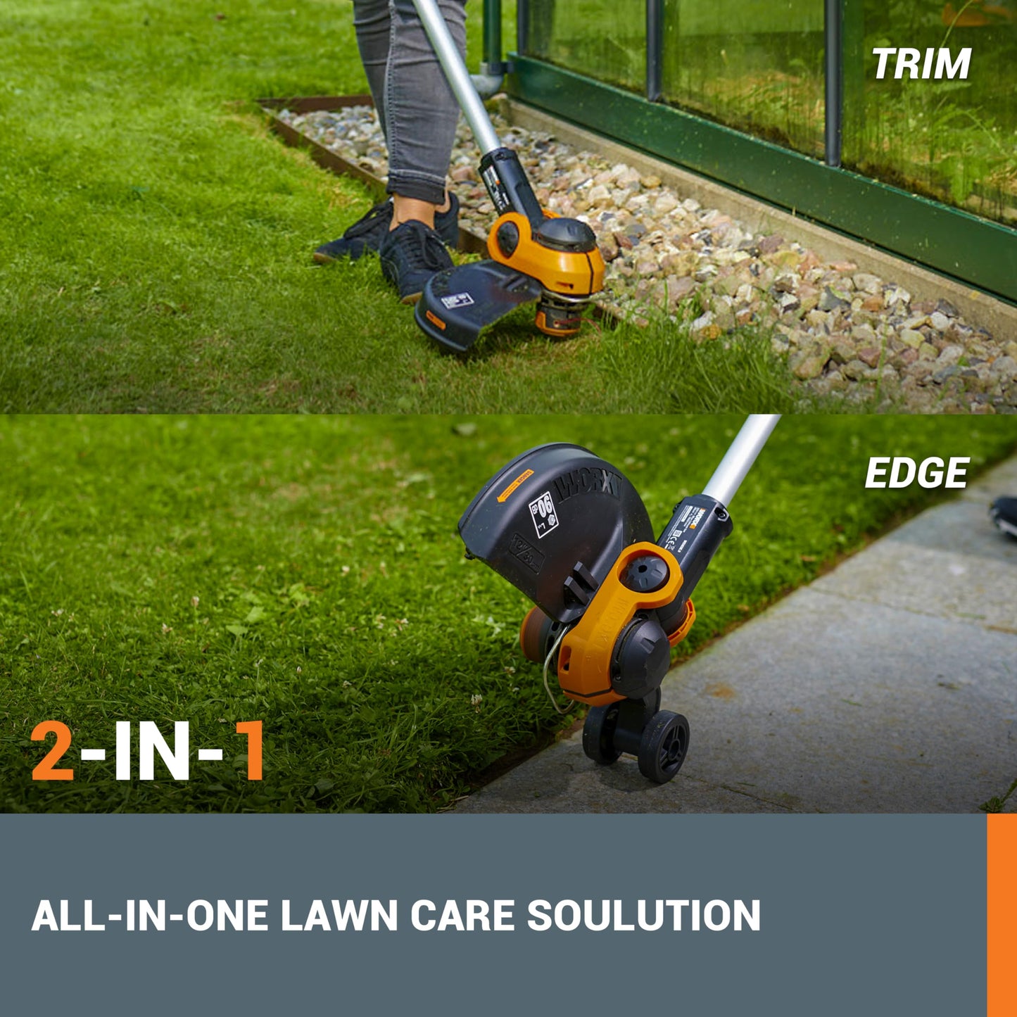WORX WG163E 18V (20V MAX) Cordless Grass Trimmer With Command Feed And 2 Batteries Strimmer Line Strimmers Edge Cutter Black