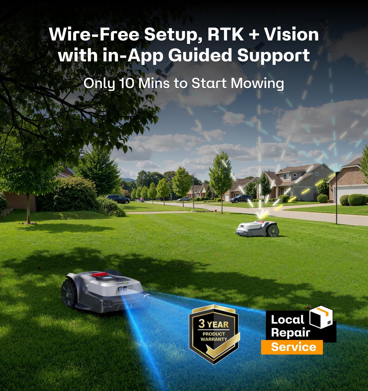 RoboUP T1200Pro Robot Lawn Mower, RTK+Vision Wire-Free Automatic Robotic Mower for 0.37 Acre, AI Obstacle Avoidance, 1.18"-2.36" Adjustable Cutting Height, Unlimited Multi-Zone Mowing Robotic Mower