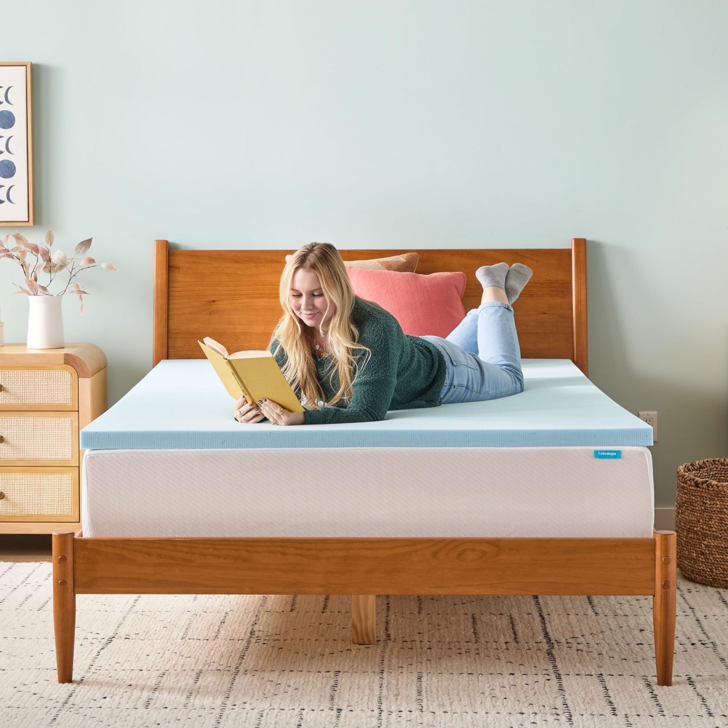 Linenspa Memory Foam Mattress Topper, Queen Size - 2 Inch Gel Infused Memory Foam - Plush Feel - Cooling and Pressure Relieving - CertiPUR Certified
