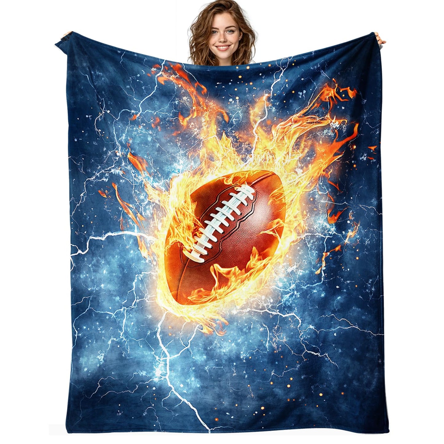 Football Blanket Football Fleece Throw Blanket Super Soft Fuzzy Plush Cozy Warm Footballs Decor Stuffed Bedding Blankets Gift for Boys, Girls Men Women Kids & Adult 50"x40"