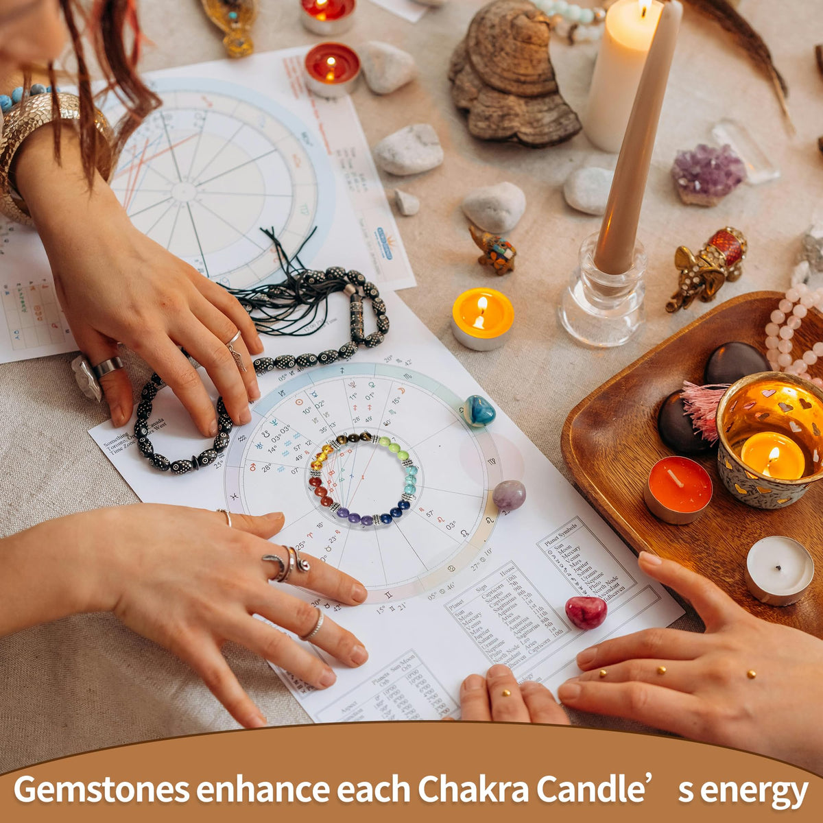 Seven Chakra Candles Luxury Gift Set with Healing Crystals & Bracelet – Hand-Poured Scented Candles for Meditation, Stress Relief, and Positive Energy | Perfect for Yoga, Reiki & Aromatherapy