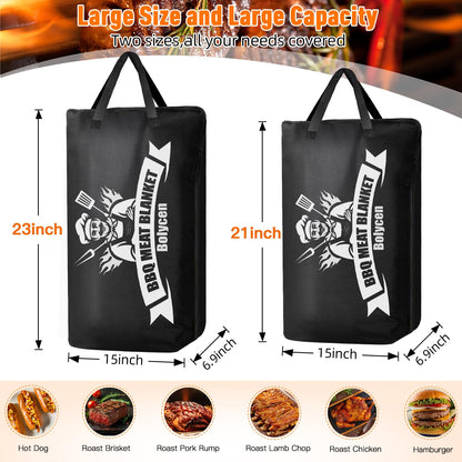 Upgraded BBQ Blanket for Resting Meat - Air Fryer Kitchen Camping Baking Party Essential -Smoker Accessories Brisket Blanket - Insulated Meat Resting Bag with Wide Mouth for Steak/ Pork Shoulder/ Turkey - Birthday Anniversary BBQ Accessories Grilling Gift