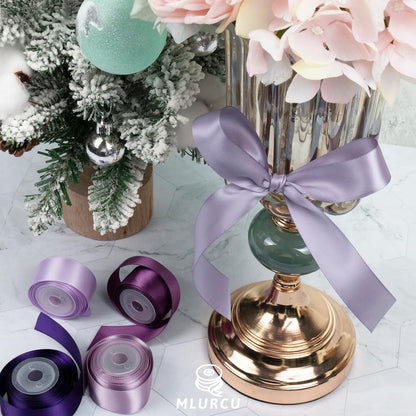 Purple Ribbon 1 Inch Lavender, Lilac, Amethyst, Dark Purple Double Faced Satin Ribbon for Flower Bouquet, Gift Wrapping, Wedding Invitation, Bows, Crafts, Gift Bags - 30Yards