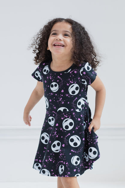 Disney Nightmare Before Christmas Jack Skellington Big Girls French Terry Skater Dress Black 10-12