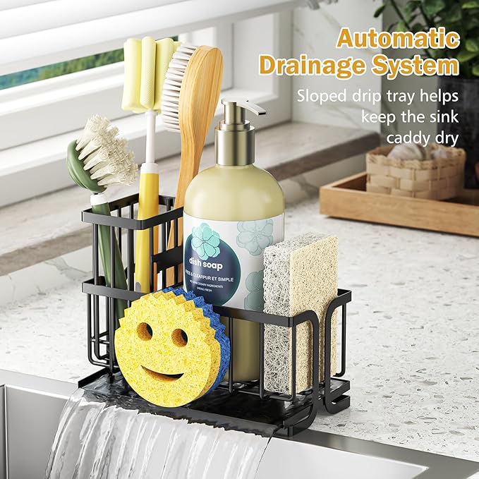 Epicano Sink Caddy Sponge Holder, Smiley Face Sponge Rack
