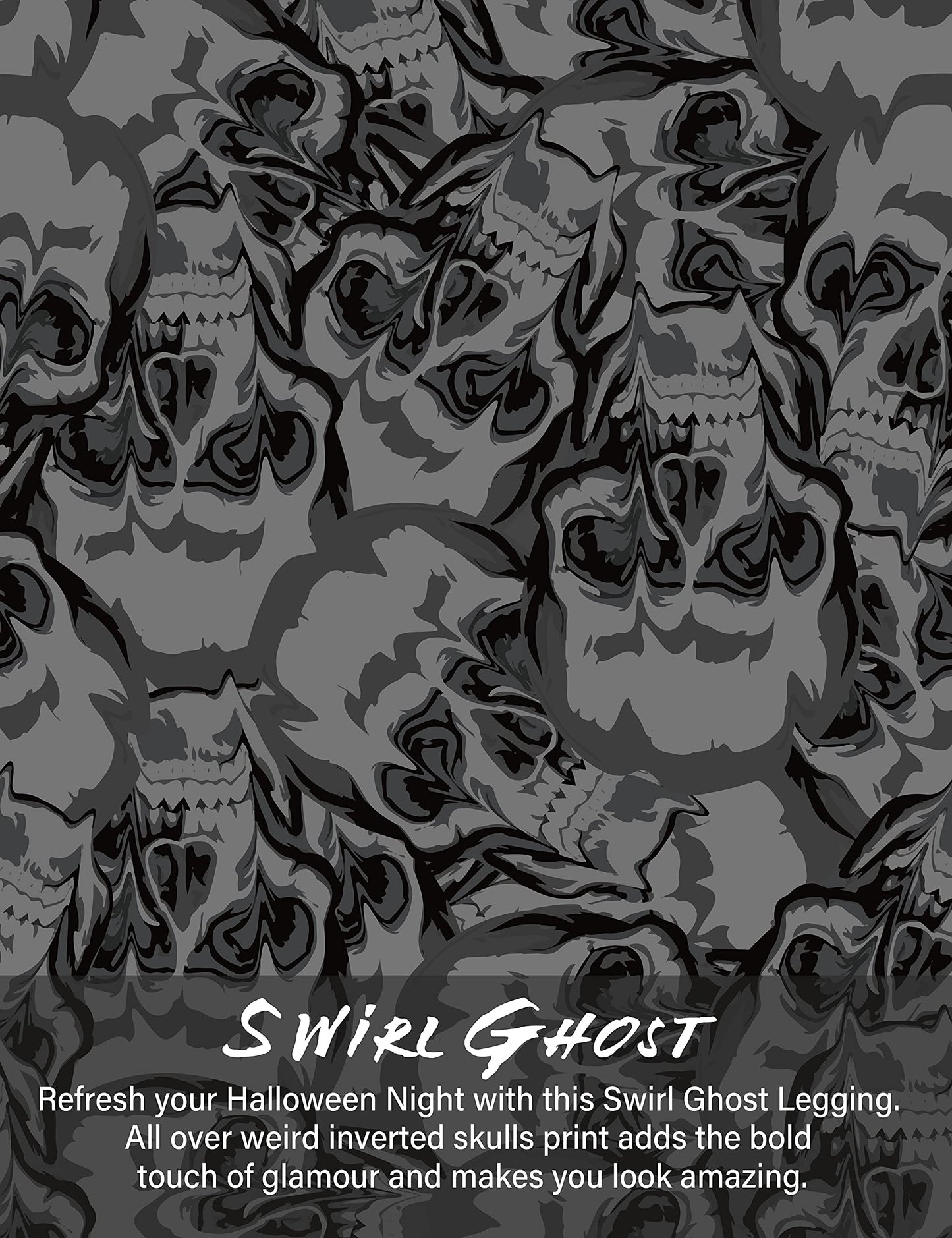 LIEBERGO Halloween Workout Leggings for Women Tummy Control High Waisted Yoga Pants Printed Festival - 25 Inches Swirl Ghost Medium