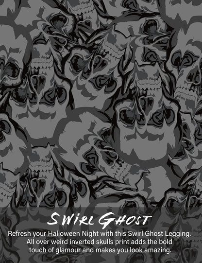LIEBERGO Halloween Workout Leggings for Women Tummy Control High Waisted Yoga Pants Printed Festival - 25 Inches Swirl Ghost Medium
