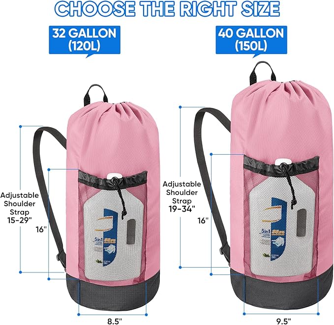 BALEINE 120L Laundry Bag Backpack, 900D Oxford Fabric Large Travel Laundry Bags