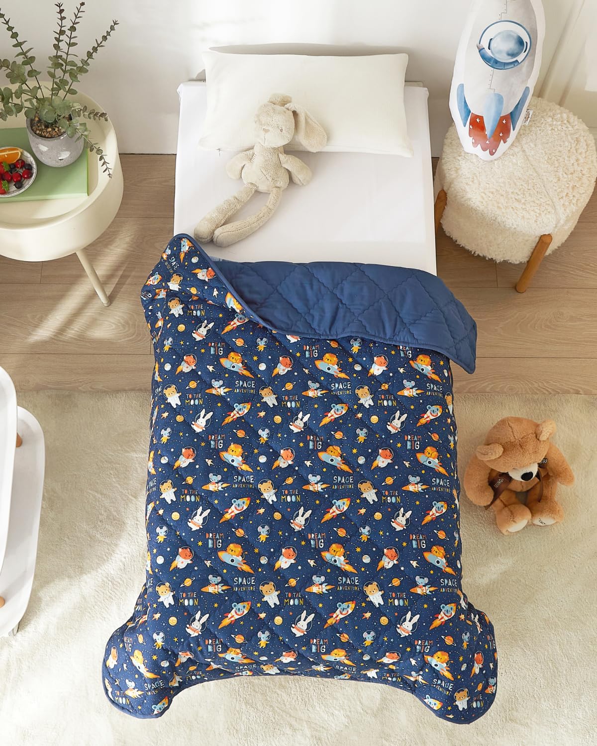 Space Toddler Comforter - Down Alternative Toddler Microfiber Comforter - Lightweight & Warm Baby Quilt Blanket - Soft & Breathable - Kids Duvet Insert for Crib & Stroller - Machine Washable - 39x47
