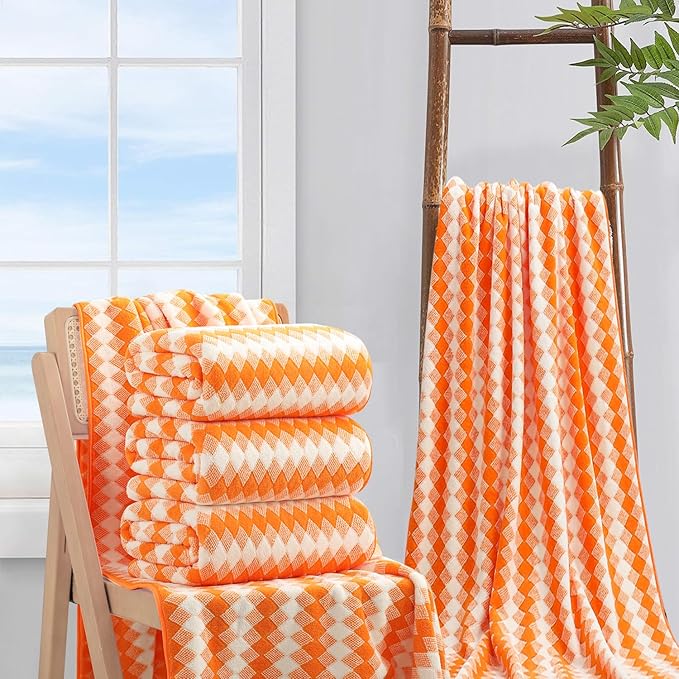4 Piece Extra Large Bath Towel Set Oversized Bath Sheet 35"x70" Bathroom Towel