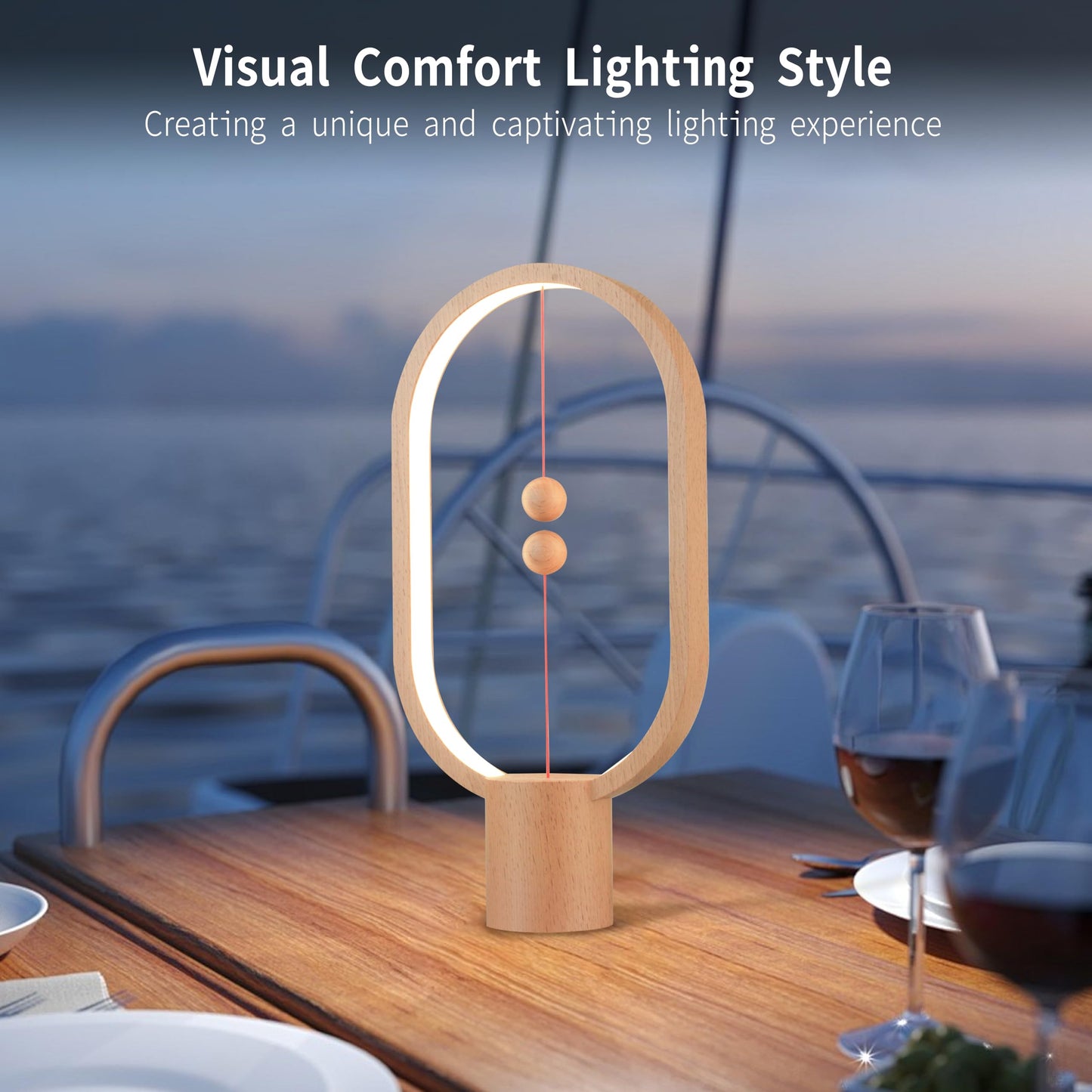 BABLOOM Heng Balance Light, USB Powered LED Table lamp, Creative, Magnetic Switch Night Light, dimmable Eye Protection Table lamp, Used for Gifts, Decoration Bedside, Dormitory and Office(Wood Grain)