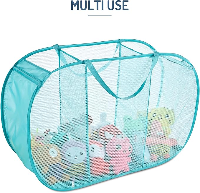 Seiritex Mesh Popup Laundry Hamper 3 Compartment Sortable Horizontal