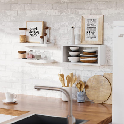 RICHER HOUSE White Floating Shelves Set of 3, Modern Bathroom Shelves Wall Mounted Shelves for Wall Decor, Over Toilet White Wall Shelves for Bathroom Bedroom, Living Room, Kitchen