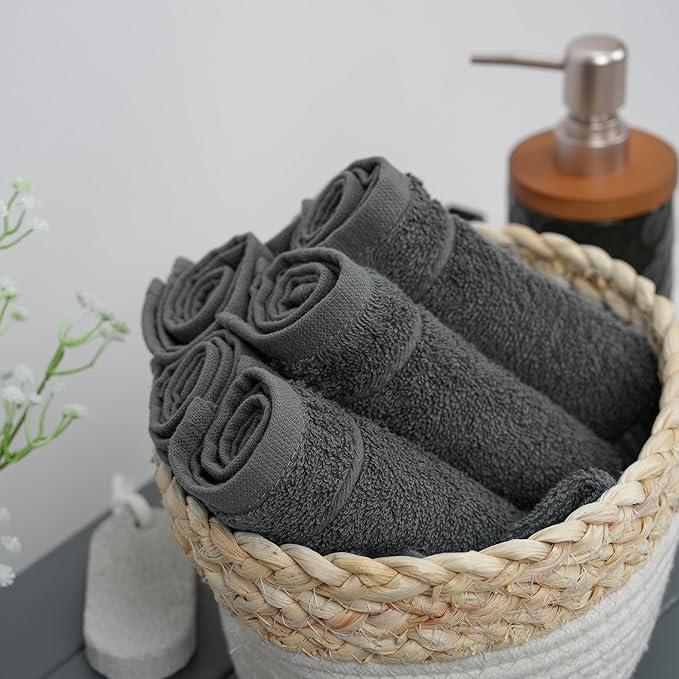 Tens Towels Pack of 60 Washcloths, 12 x 12 Inches, Lighter Weight, Quick to Dry