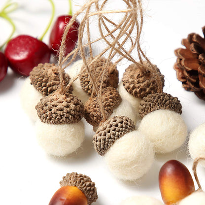 Boao 18 Pcs Felt Acorn Ornaments Christmas Wool Pom Acorn Ball Decor Hanging Pine Cone Garland with 32.8 ft Rope for Tree Fall Thanksgiving Woodland Farmhouse Mantel Wall Decor