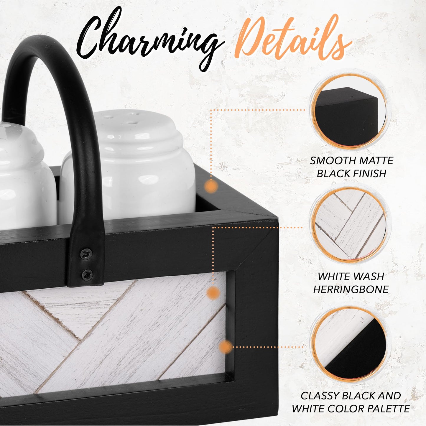 Autumn Alley Farmhouse Salt and Pepper Shakers Set for Kitchen Counter – Striking Black and White Salt and Pepper Shakers Set with Holder – Unique Shiplap Design for Farmhouse Kitchen Decor