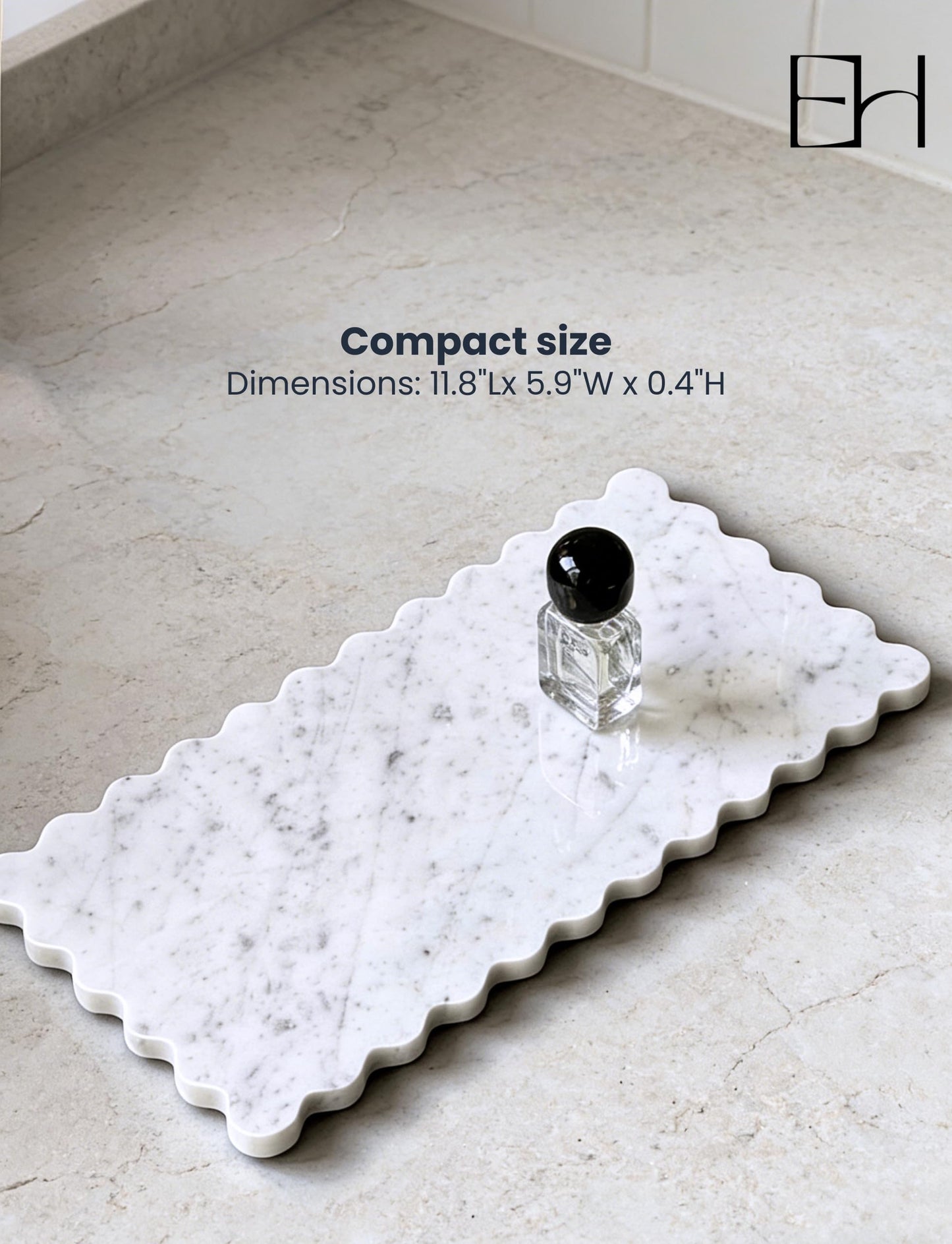 Marble Scalloped Tray, 12" x 6" Serving Stone Board, Scallop Tray to Home Bathroom Vanity Kitchen Countertop Decor, Marble Cutting Board for Cheese Display(Calacatta White)