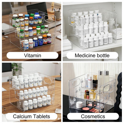 Wiojtry 3-Tier Vitamin Storage Organizer, Organizer for Vitamin Bottles And Medicine Bottle, Vitamin Bottle Organizer for Countertop, Bathroom Cabinet Storage Items Are Clearly Visible (1)