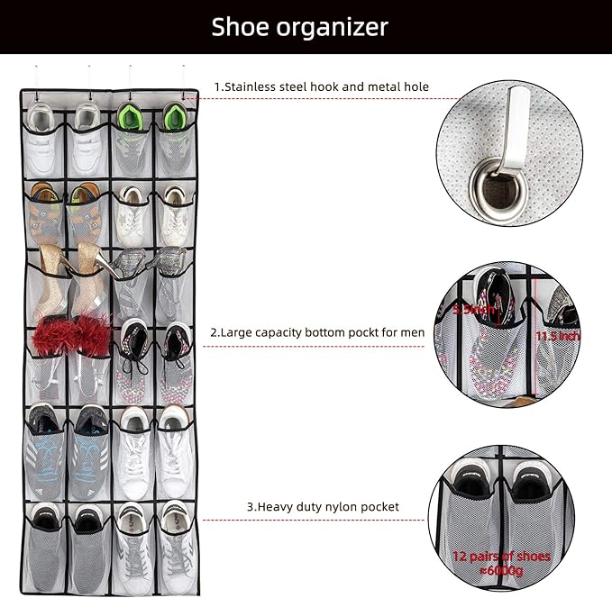 Over the Door Shoe Organizer, Hanging Shoe Organizer
